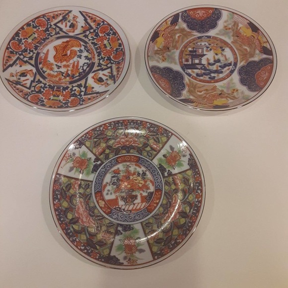 Vintage Japanese Decorative Hanging Plates Japandi Chinoiserie x3 - Picture 1 of 6